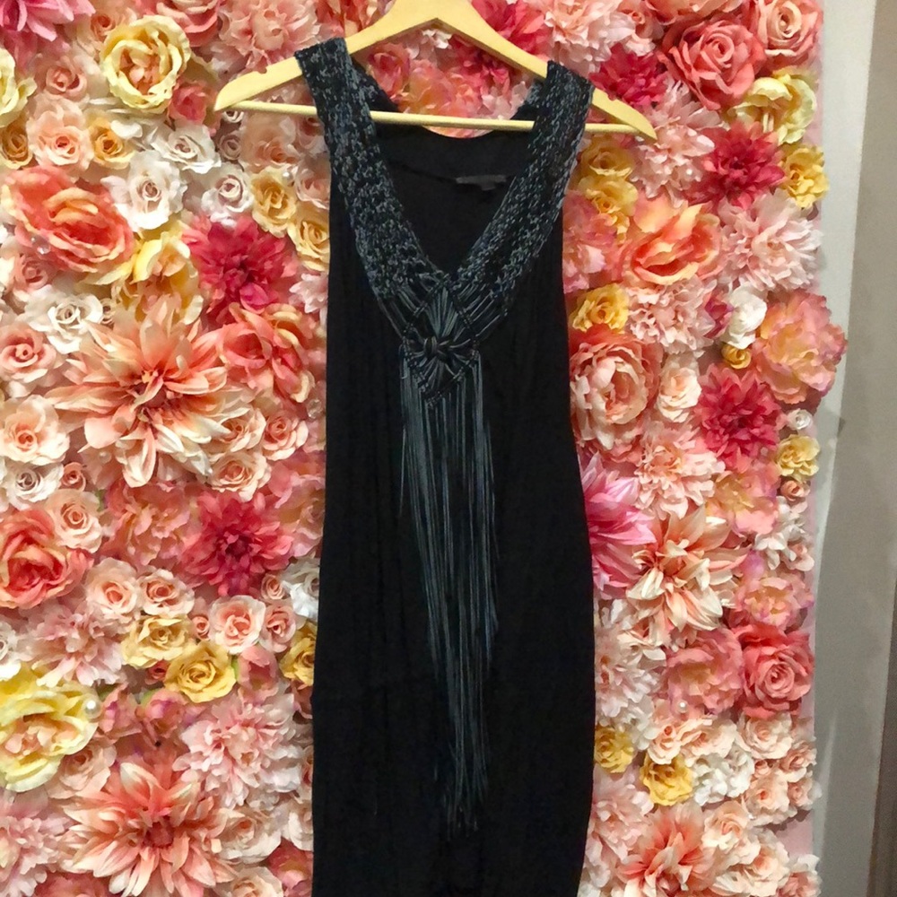 Black flowing fringe dress!